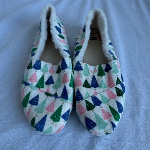 TOMS X Paper Source White Bottle Brush Trees Alpargata Ortholite Slip-On 8.5 - Picture 2 of 9